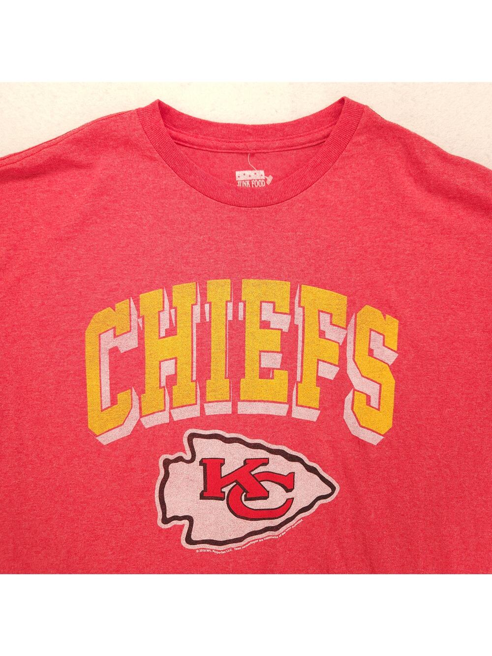 Junk Food Kansas City Chiefs Crew Neck Graphic Football Shirt Mens Size XL Red